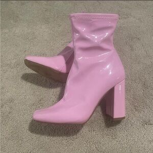 Steve Madden Glossy Pink Heeled Go-Go Boots